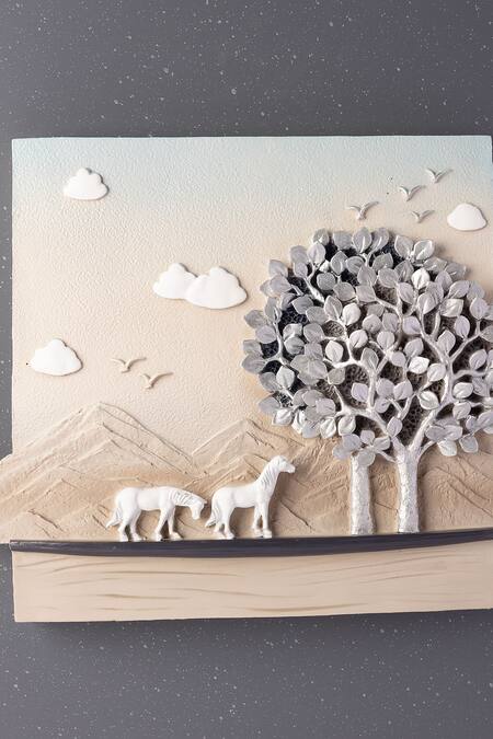 Buy_H2h_Grey Fibre Mare Stallion Wall Art_Online_at_Aza_Fashions