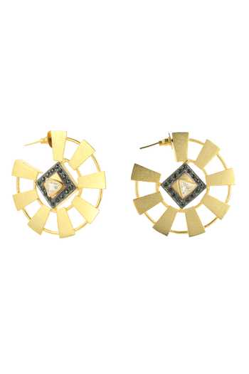 Buy Ishhaara Gold Plated Imitation Diamonds Pentagon Embellished Hoop Earrings Online at Aza Fashions Buy_Ishhaara_Gold Plated Imitation Diamonds Pentagon Embellished Hoop Earrings _Online_at_Aza_Fashions