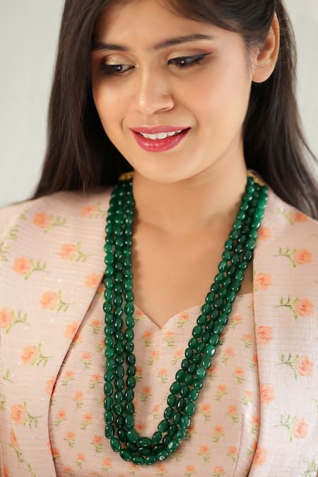 Buy Ishhaara Green Kundan Beads Embellished Necklace Online at Aza Fashions Buy_Ishhaara_Green Kundan Beads Embellished Necklace _Online_at_Aza_Fashions