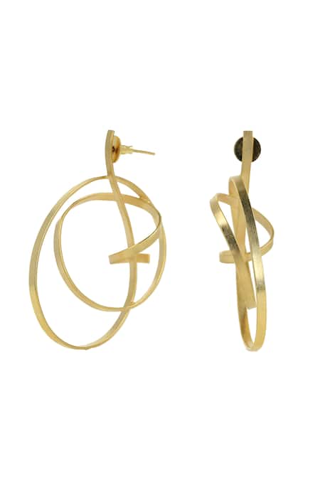 Buy_Ishhaara_Gold Plated Intertwined Whip Waves Earrings _Online_at_Aza_Fashions