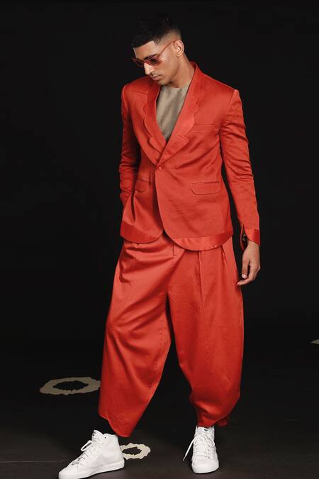 Shop_Antar Agni_Orange Cotton Wing Pant _Online_at_Aza_Fashions