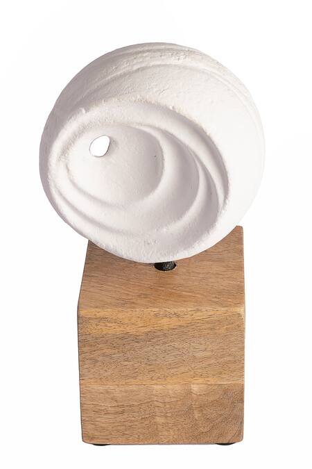 Buy_H2h_White Wood Hemisphere Sculpture Table Decor_Online_at_Aza_Fashions
