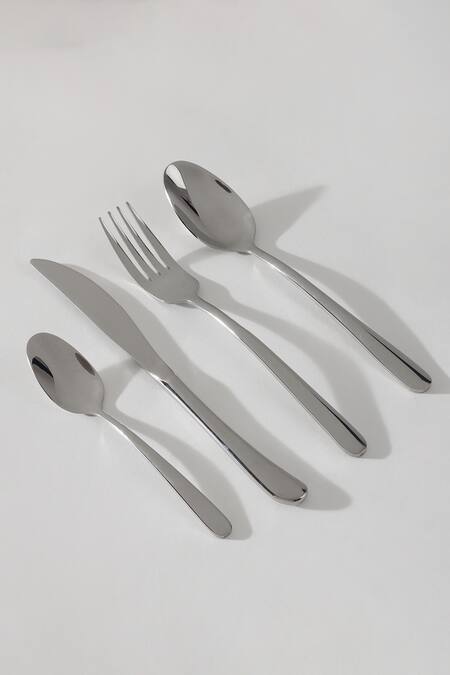 Buy_Table Manners_Silver Stainless Steel Majestic Cutlery Set With Egg Case_Online_at_Aza_Fashions