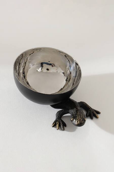 Buy_Table Manners_Gold Brass/ss Carved Details Gecko Candy Bowls Set_Online_at_Aza_Fashions