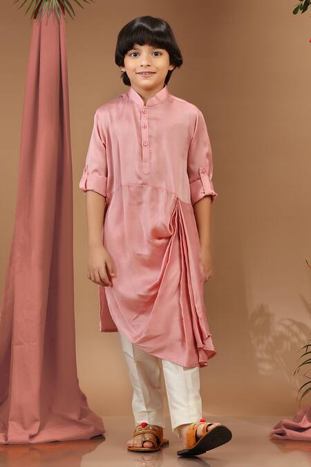 Buy_Kora By Nilesh Mitesh_Multi Color Silk Gota Patti, Embroidery Chevron Print Bundi Kurta Set_Online_at_Aza_Fashions