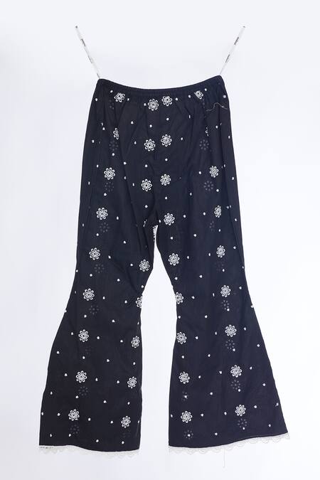 Buy Mulmul Black Mulmul Cotton Embroidery Floral Emme Kurta And Pant Set Online at Aza Fashions Buy_Mulmul_Black Mulmul Cotton Embroidery Floral Emme Kurta And Pant Set _Online_at_Aza_Fashions