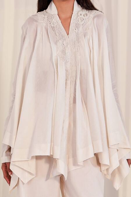 Buy AK-OK White Cotton Embroidery Round Neck, Top Broad Pant Set Online at Aza Fashions Buy_AK-OK_White Cotton Embroidery Round Neck, Top Broad Pant Set _Online_at_Aza_Fashions