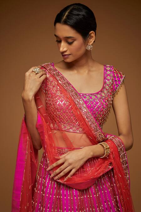Buy_Neeta Lulla_Pink Belle Embellished Lehenga Set_Online_at_Aza_Fashions