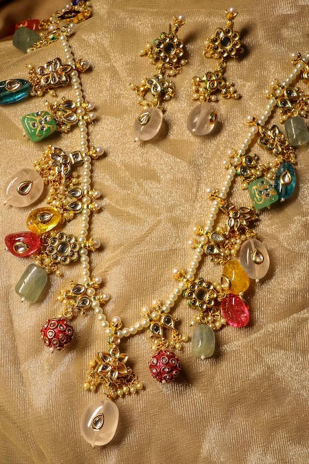 Buy Ishhaara Gold Plated Multi Beaded Long Necklace Online at Aza Fashions Buy_Ishhaara_Gold Plated Multi Beaded Long Necklace _Online_at_Aza_Fashions