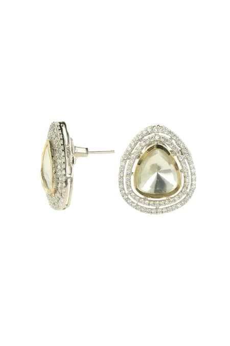 Buy Ishhaara Silver Plated Diamonds, Stones Embellished Stud Earrings Online at Aza Fashions Buy_Ishhaara_Silver Plated Diamonds, Stones Embellished Stud Earrings _Online_at_Aza_Fashions