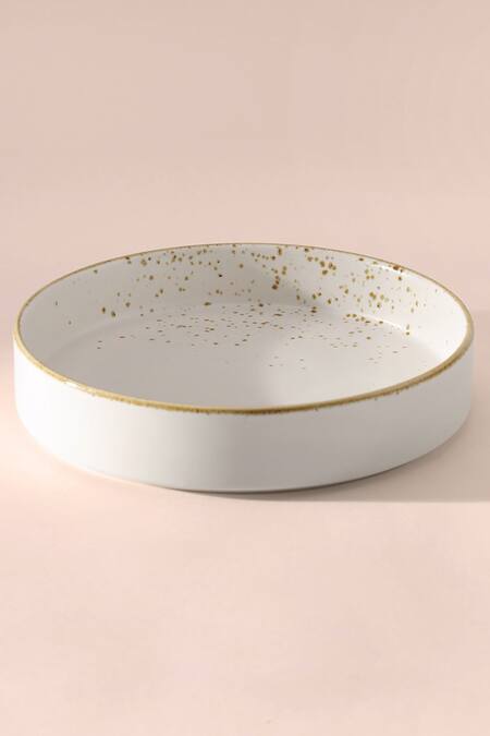 Buy_Table Manners_Off White Porcelain Splatter Salad_Online_at_Aza_Fashions