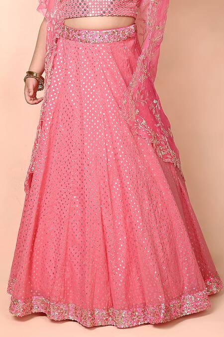Priyanka Jain_Fuchsia Chanderi, Organza Sequins, Crystals Embellished Lehenga Set With Cape _Online_at_Aza_Fashions