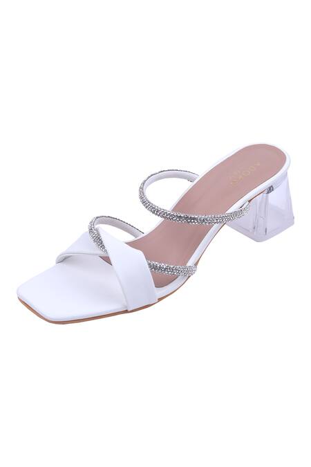 Lib Peep Toe Transparent Chunky Heels Slippers Sandals - White in Sexy Heels  & Platforms - $61.59