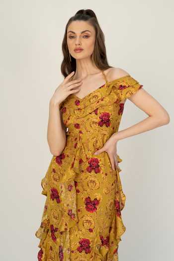 Buy_Sanam_Green Olivia Floral Pattern Ruffle Maxi Dress_Online_at_Aza_Fashions