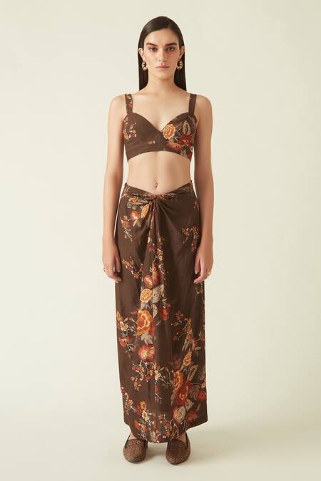 Buy Payal Pratap Brown Silk Sweetheart Neck Kelimutu Printed Bustier Online at Aza Fashions Buy_Payal Pratap_Brown Silk Sweetheart Neck Kelimutu Printed Bustier _Online_at_Aza_Fashions