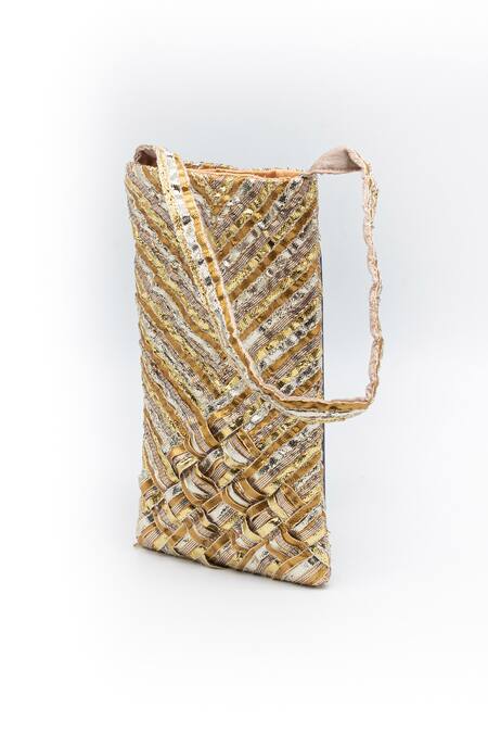 Buy Vareli Bafna Silver Gota Work Embellished Flakes Mobile Bag Online at Aza Fashions Buy_Vareli Bafna_Silver Gota Work Embellished Flakes Mobile Bag_Online_at_Aza_Fashions