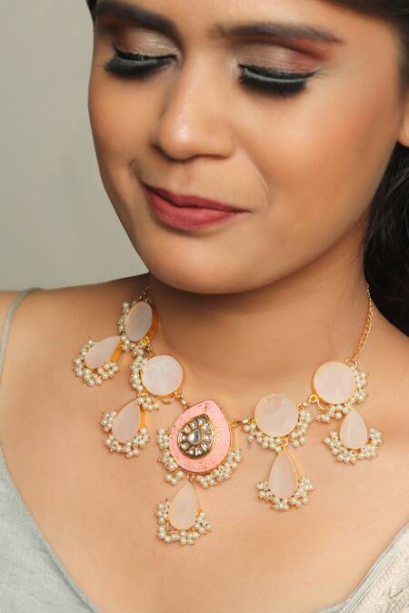 Buy Ishhaara Multi Color Pearl Embedded Necklace Online at Aza Fashions Buy_Ishhaara_Multi Color Pearl Embedded Necklace _Online_at_Aza_Fashions