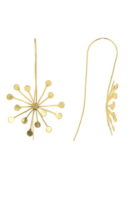 Buy_Ishhaara_Gold Plated Dandelion Pattern Earrings _Online_at_Aza_Fashions
