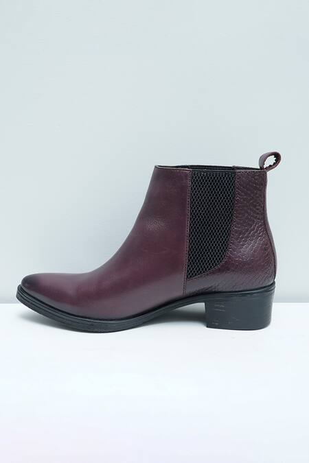 Myra Maroon Sky Pointed Toe Boots Online at Aza Fashions Myra_Maroon Sky Pointed Toe Boots_Online_at_Aza_Fashions