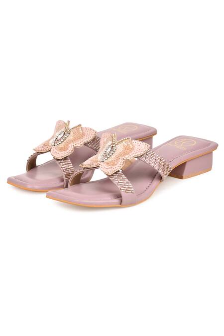 Shop_Kaltheos_Purple Embellished Luna Butterfly Block Heels_Online_at_Aza_Fashions