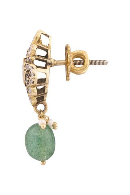 Buy Ivorine Gold Plated Embellished Polki Pendant Necklace Set Online at Aza Fashions Buy_Ivorine_Gold Plated Embellished Polki Pendant Necklace Set _Online_at_Aza_Fashions