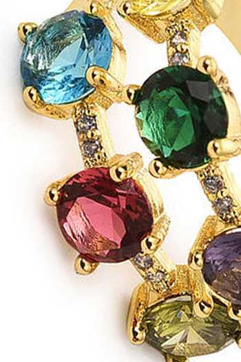 Buy_The Jewel Factor_Multi Color Crystals Peacock Ring_Online_at_Aza_Fashions