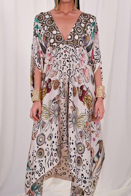 Buy AK-OK Multi Color Silk Animal Print Cape And Pant Set Online at Aza Fashions Buy_AK-OK_Multi Color Silk Animal Print Cape And Pant Set _Online_at_Aza_Fashions