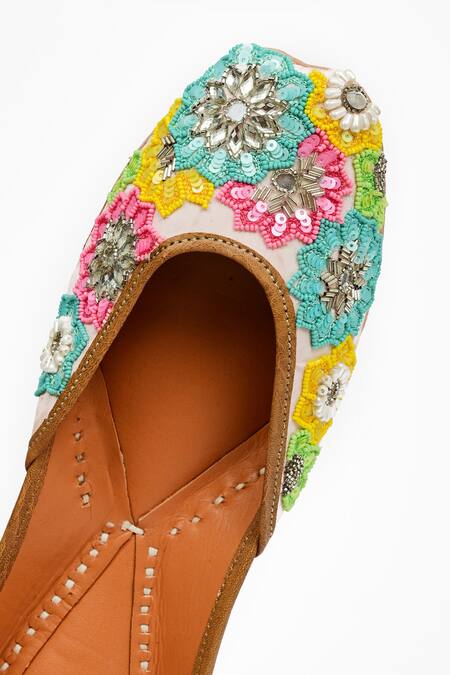 Buy_Miar Designs_Multi Color Gul Floral Embroidered Juttis_Online_at_Aza_Fashions