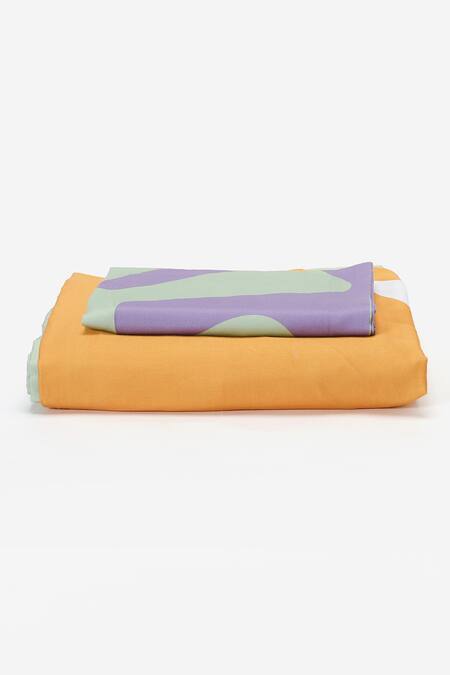 Buy_Kyoona_Purple 100% Cotton Printed The Matisse Meets Memphis Bedsheet Set_Online_at_Aza_Fashions