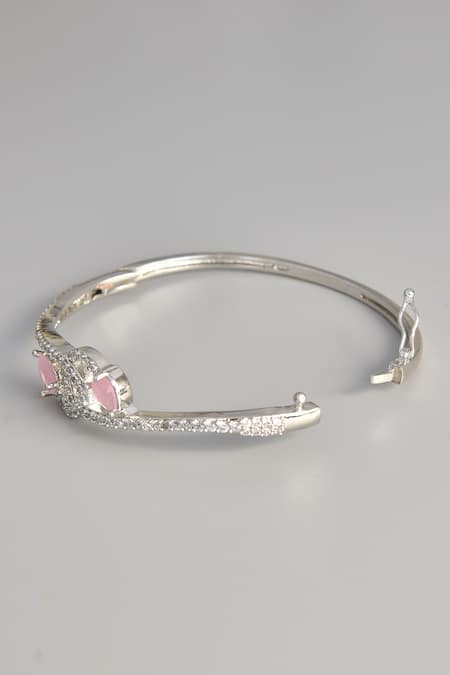 Buy_Gwacy_Pink Rose Quartz Embellished Bracelet _Online_at_Aza_Fashions
