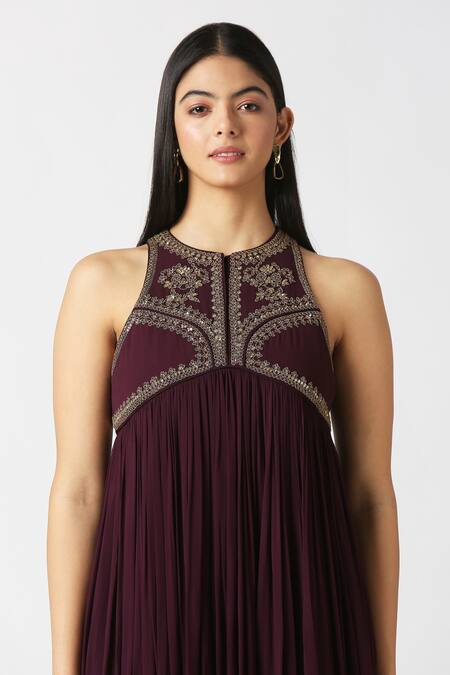 Buy Labbada Purple Kurta Viscose Georgette Hand Embroidered Yoke Gathered And Palazzo Set Online at Aza Fashions Buy_Labbada_Purple Kurta Viscose Georgette Hand Embroidered Yoke Gathered And Palazzo Set_Online_at_Aza_Fashions