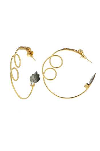 Buy_Ishhaara_Gold Plated Pearls Embedded Hoop Earrings _Online_at_Aza_Fashions