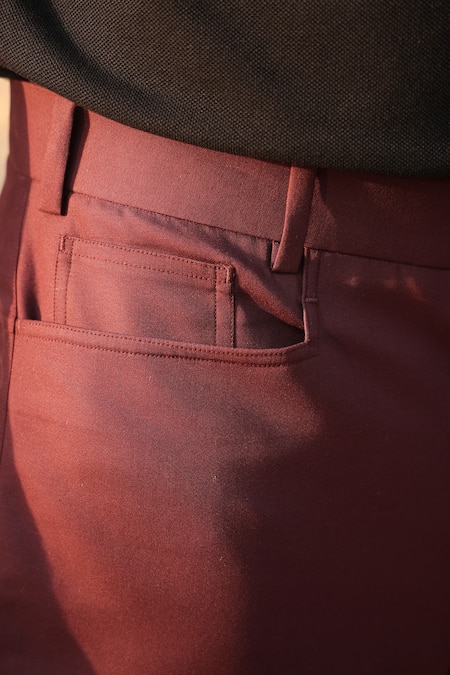 Buy_Raw & Rustic By Niti Bothra_Wine Cotton Solid Breeches _Online_at_Aza_Fashions
