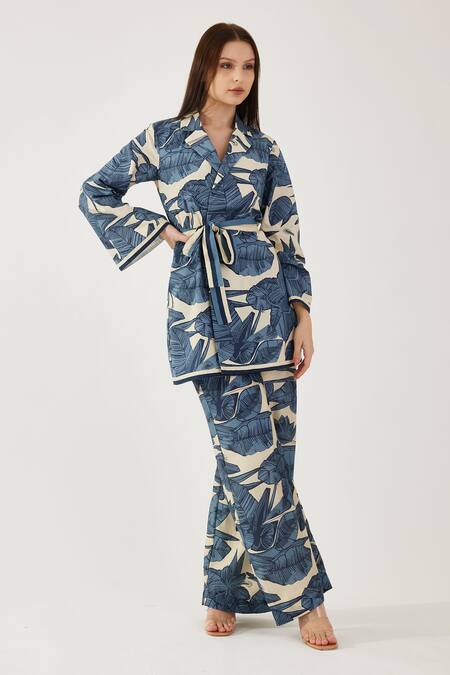 Buy_Koai_White Poplin, Cotton Embroidery Collared Floral Print Jacket _Online_at_Aza_Fashions