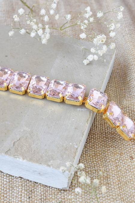 The Jewel Factor_Pink Crystal Embellished Choker Necklace_Online_at_Aza_Fashions