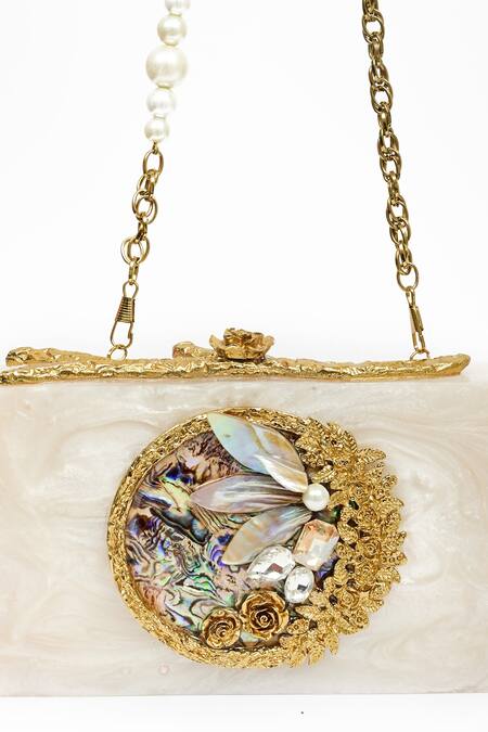 Buy_Miar Designs_Aashi Mother Of Pearl Resin Clutch_Online_at_Aza_Fashions