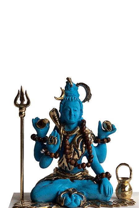 Buy_H2h_Blue Polyresin Neel Lord Shiva Sculpture_Online_at_Aza_Fashions