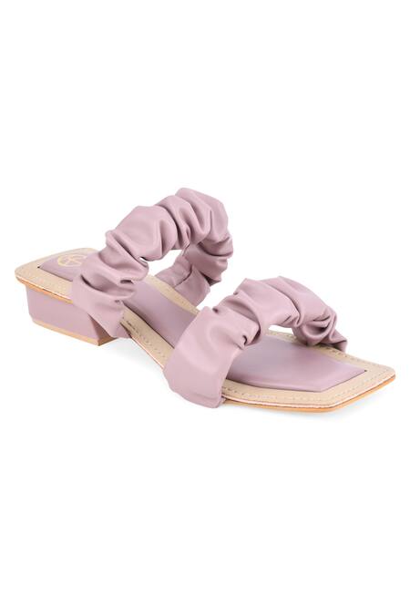 Buy_Kaltheos_Purple Plain Maureen Ruffle Strap Block Heels_Online_at_Aza_Fashions