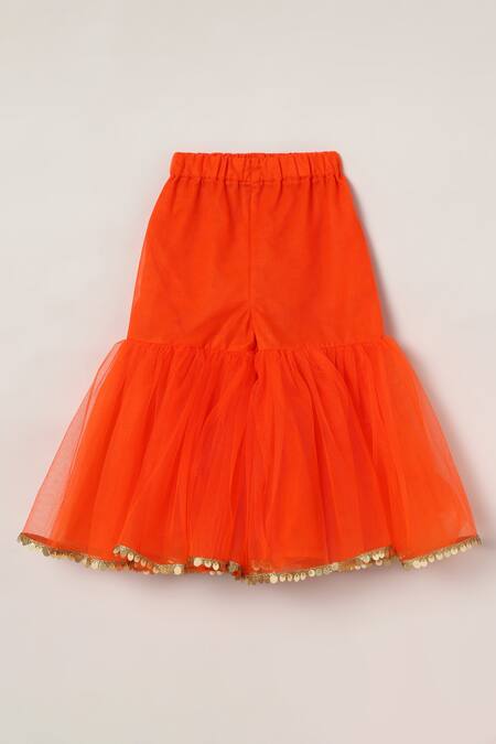 Buy_Byb Premium_Magenta Chanderi, Tulle Sequins Fringed Bodice Top Sharara Set _Online_at_Aza_Fashions