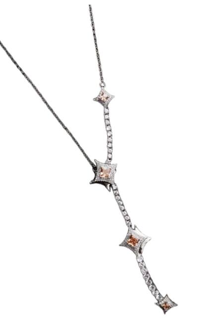 Mozaati_Yellow Embellished Amy Cubic Zirconia Layered Necklace _Online_at_Aza_Fashions