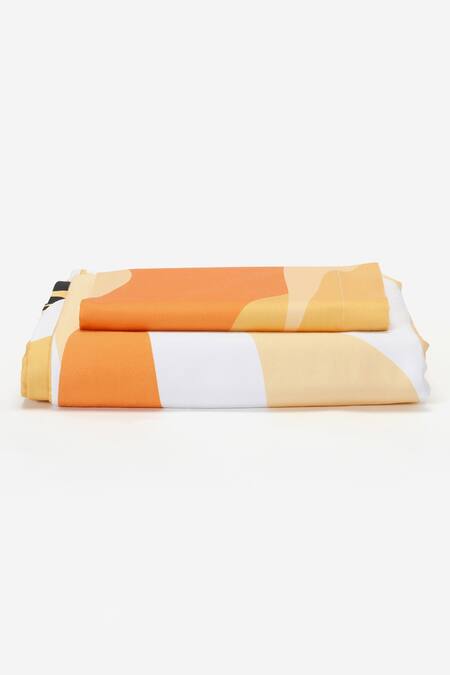 Buy_Kyoona_Yellow 100% Cotton Printed The Storks And Baby Bedsheet Set_Online_at_Aza_Fashions