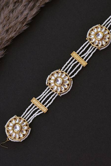 Buy_Swabhimann_Gold Plated Kundan Embellished Mathapatti _Online_at_Aza_Fashions