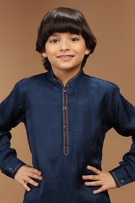 Buy Kora By Nilesh Mitesh Blue Silk Embroidery Floral Thread Bundi Set Online at Aza Fashions Buy_Kora By Nilesh Mitesh_Blue Silk Embroidery Floral Thread Bundi Set_Online_at_Aza_Fashions