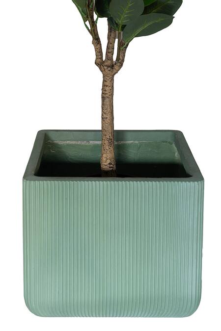 Buy_H2h_Green Frp Ribbed Square Planter_Online_at_Aza_Fashions