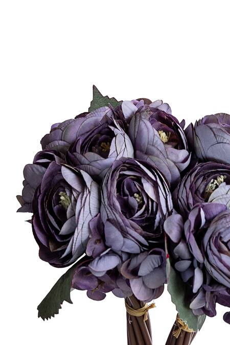 Buy_H2h_Purple Polyester Artificial Peony Flowers - Set Of 2_Online_at_Aza_Fashions