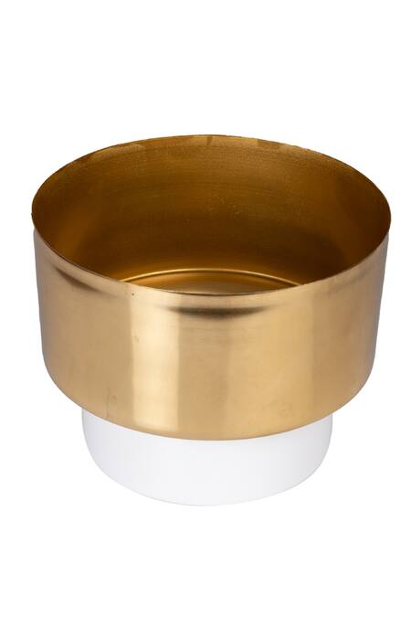 Buy_Kaksh Studio_Gold Iron And Aluminium Dual Tone Planter Set Of 2_Online_at_Aza_Fashions