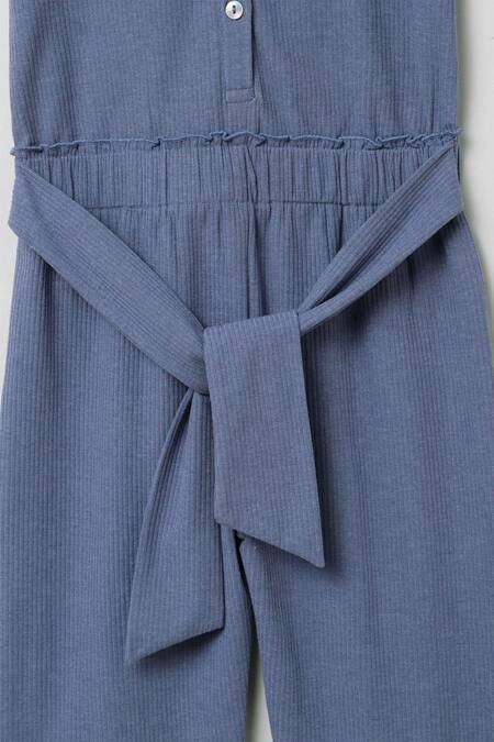 Buy Byb Premium Blue Cotton, Polyester Round-neck Jumpsuit Online at Aza Fashions Buy_Byb Premium_Blue Cotton, Polyester Round-neck Jumpsuit_Online_at_Aza_Fashions