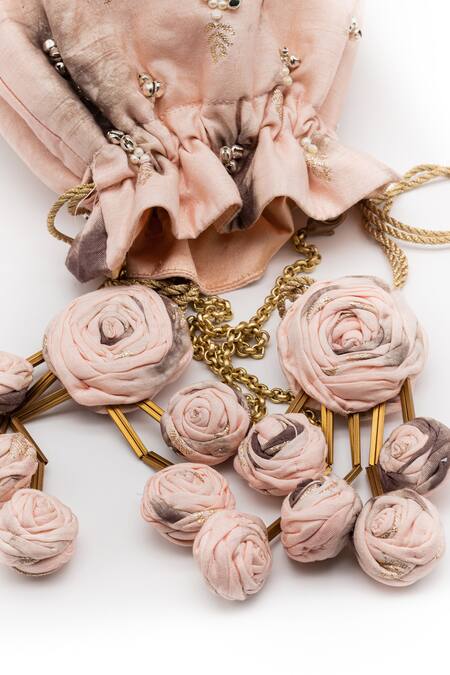 Buy_Vareli Bafna_Pink Blush Tie-dyed Potli Bag _Online_at_Aza_Fashions