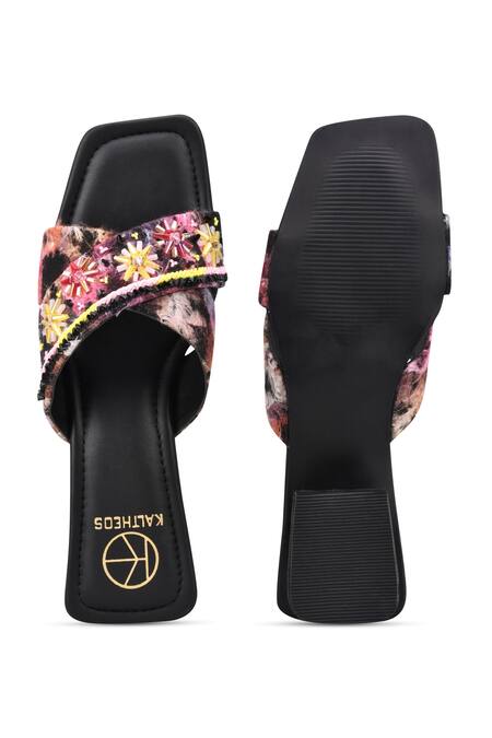 Buy Kaltheos Black Embellished Luna Criss Cross Block Heel Sandals Online at Aza Fashions Buy_Kaltheos_Black Embellished Luna Criss Cross Block Heel Sandals_Online_at_Aza_Fashions