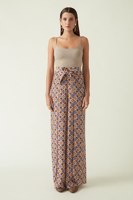 Buy_Payal Pratap_Blue Modal Muslin Printed Floral Terang Thai Palazzo  _Online_at_Aza_Fashions